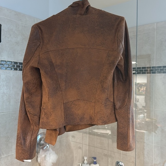 Silence + Noise Riley Drapey Vegan Suede Jacket, Brown, Small - Picture 8 of 11